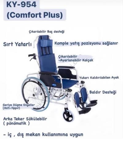 Sırtı yatar ayak tekerlekli sandalye