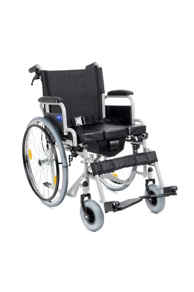 Tekerlekli Sandalye | WC Özellikli, 45cm Oturum, Refakatçi Frenli, Çelik Gövde DM-545